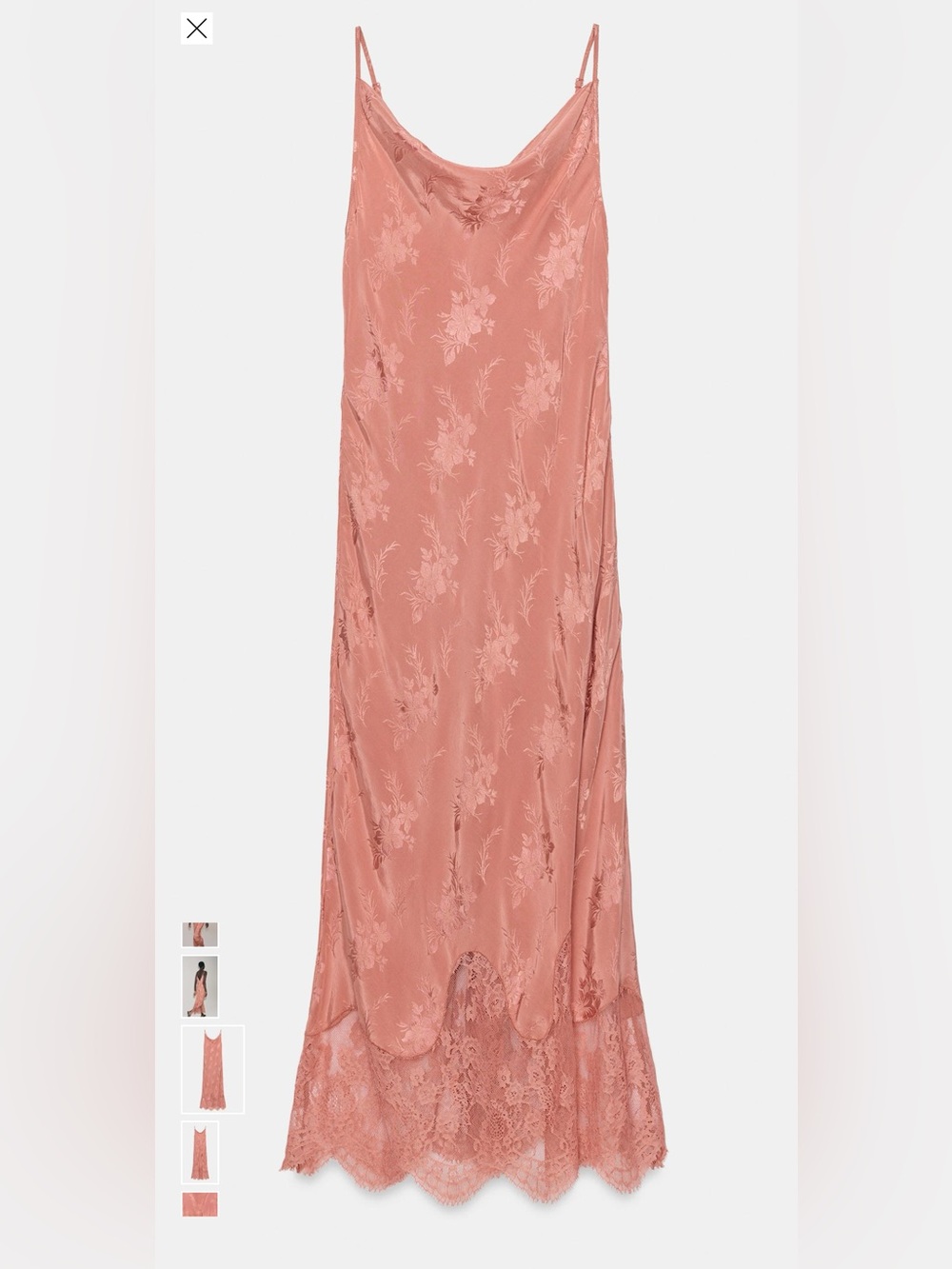 XS Zara ZW Collection Lace Jacquard Slip Maxi Dress